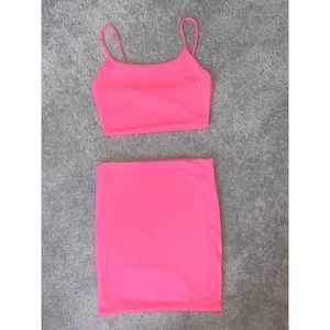 Pink crop top set